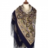 Premium shawl The only one, wool, indigo - 148x148cm