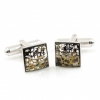 Butoni cu cristale Swarovski, cabochon Gold patina 10mm, argint 925 rodiat