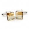 Butoni cu cristale Swarovski, cabochon Golden Shadow 10mm, argint 925 rodiat