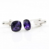 Butoni cu cristale Swarovski, fancy rivoli Purple Velvet 10mm, argint 925 rodiat