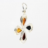 925 silver clover pendant with natural amber 4 colors