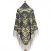 Premium shawl Heart Name-day, wool, grey - 146x146cm