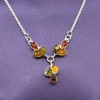 Colier cu picaturi, din argint 925 cu Chihlimbar natural topaz-galben-verde olive, 44cm