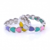 Inel (58) din argint 925 rodiat cu Inimioare din email multicolor