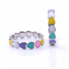 Inel (58) din argint 925 rodiat cu Inimioare din email multicolor