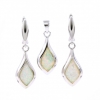 Set Lacrima White Opal, cercei, pandantiv, argint 925 rodiat