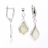 Set Lacrima White Opal, cercei, pandantiv, argint 925 rodiat