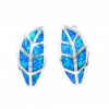 Cercei Frunza cu Blue Opal, argint 925 rodiat, 19mm