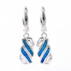 Cercei cu Blue Opal, argint 925 rodiat, 19mm