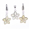 Set Floare White Opal, cercei, pandantiv, argint 925 rodiat