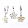 Set Floare White Opal, cercei, pandantiv, argint 925 rodiat