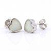 Cercei Inima cu White Opal argint 925 rodiat, 9mm