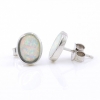 Cercei Oval cu White Opal, argint 925 rodiat, 9mm
