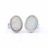 Cercei Oval cu White Opal, argint 925 rodiat, 9mm