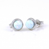 Cercei Sfera cu White Opal, argint 925 rodiat, 7mm