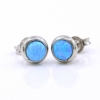 Cercei Rotund cu Azure Opal, argint 925 rodiat, 7mm