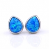 Cercei Picatura cu Blue Opal, argint 925 rodiat, 12mm