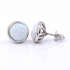 Cercei Rotund cu White Opal, argint 925 rodiat, 10mm