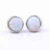 Cercei Rotund cu White Opal, argint 925 rodiat, 10mm