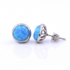 Cercei Rotund cu Azure Opal, argint 925 rodiat, 10mm