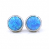 Cercei Rotund cu Azure Opal, argint 925 rodiat, 10mm