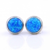 Cercei Rotund cu Blue Opal, argint 925 rodiat, 10mm
