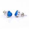 Cercei Inima cu Blue Opal argint 925 rodiat, 9mm