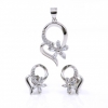 Set Floricica, pandantiv si cercei cu cristale argint 925 rodiat