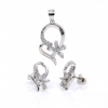 Set Floricica, pandantiv si cercei cu cristale argint 925 rodiat
