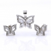 Set Fluture pandantiv si cercei cu cristale argint 925 rodiat