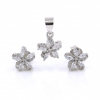 Set Floare, pandantiv si cercei cu cristale argint 925 rodiat