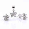 Set Floare, pandantiv si cercei cu cristale argint 925 rodiat