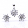 Set Floare de gheata, pandantiv si cercei cu cristale argint 925 rodiat