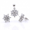 Set Floare de gheata, pandantiv si cercei cu cristale argint 925 rodiat
