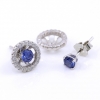Cercei Round 2 in 1 cu cristale zirconia din argint 925 rodiat, albastru safir