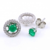 Cercei Round 2 in 1 cu cristale zirconia din argint 925 rodiat, verde Paraiba