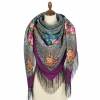 Premium shawl Music of the Sea, wool, fuchsia- 146x146cm