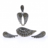 Set Aripi cu marcasite, cercei, inel (58), pandantiv, argint 925 rodiat