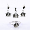 Set Buburuza de mare cu marcasite, cercei, inel (57), pandantiv, argint 925