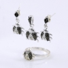 Set Buburuza de mare cu marcasite, cercei, inel (57), pandantiv, argint 925