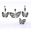 Set Fluture cu marcasite, cercei, inel (57), pandantiv, argint 925