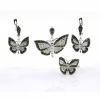 Set Fluture cu marcasite, cercei, inel (57), pandantiv, argint 925