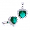 Set Inima, cercei, inel (58), argint 925 rodiat, verde emerald