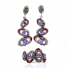 Set cu email si marcasite, cercei, inel (57), argint 925 rodiat
