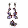 Set cu email si marcasite, cercei, inel (57), argint 925 rodiat