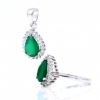 Set cu Agata verde si cristale, pandantiv si inel (57), argint 925 rodiat