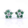 Cercei Floare cu smaralde, argint 925 rodiat, 8mm