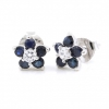 Cercei Floare cu safire, argint 925 rodiat, 8mm