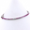 Bratara tennis - 18cm multicolor alb-roz-fuchsia cu cristale, argint 925 rodiat
