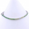 Bratara tennis - 18cm multicolor alb-verde-verde intens cu cristale, argint 925 rodiat